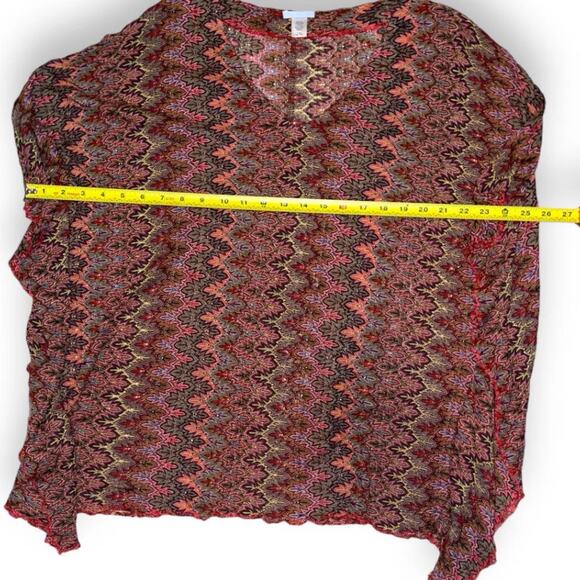 Eberjey Flame Stich Zigzag Woven Poncho Tunic Cover Up One Size - Picture 4 of 7